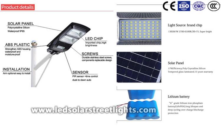 Detail of Solar street light with motion sensor